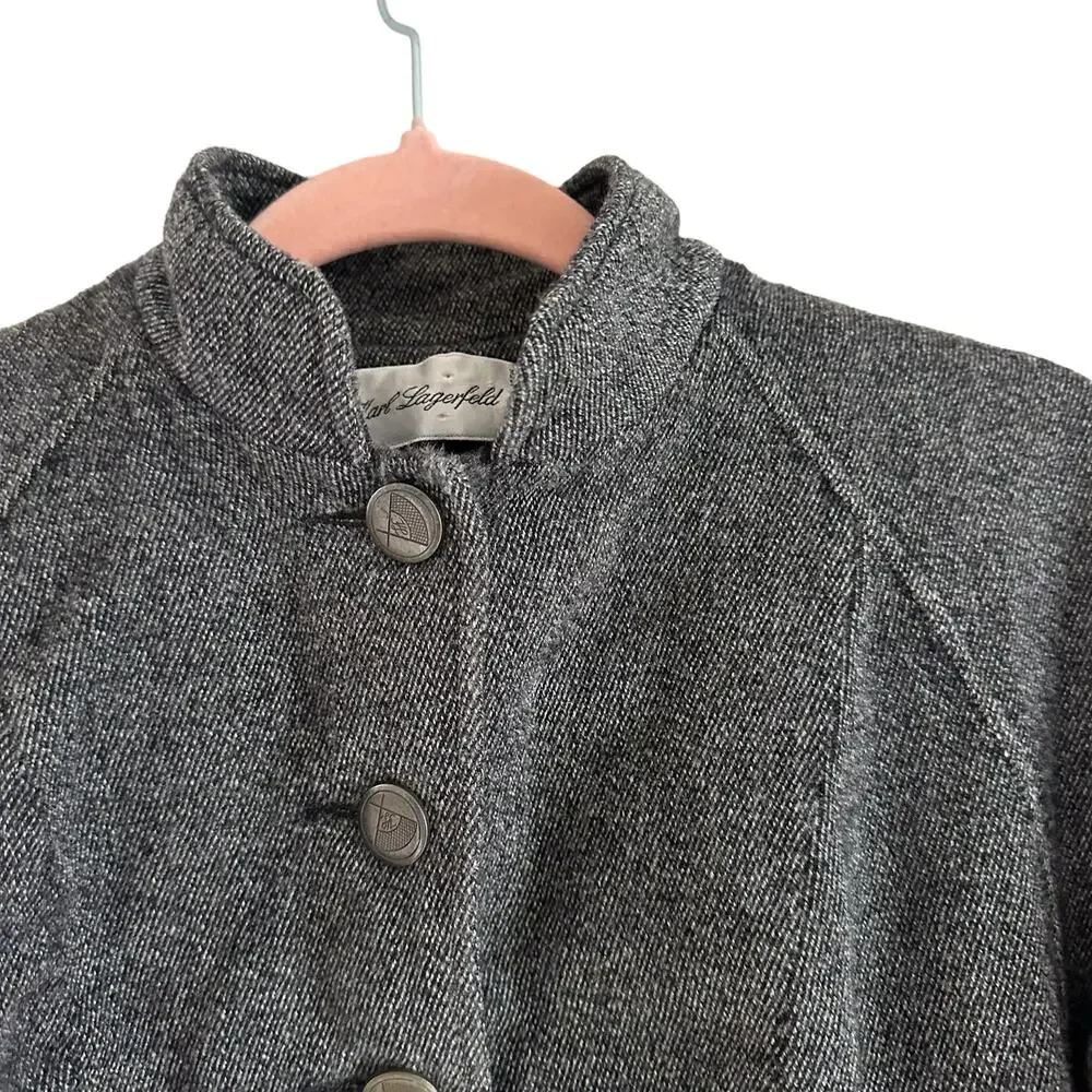 Karl Legerfeld Rare Vintage 90s Gray Tweed Military Steampunk Style Jacket